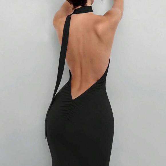 SHEIN Black Backless Halter Dress - Picture 4 of 11